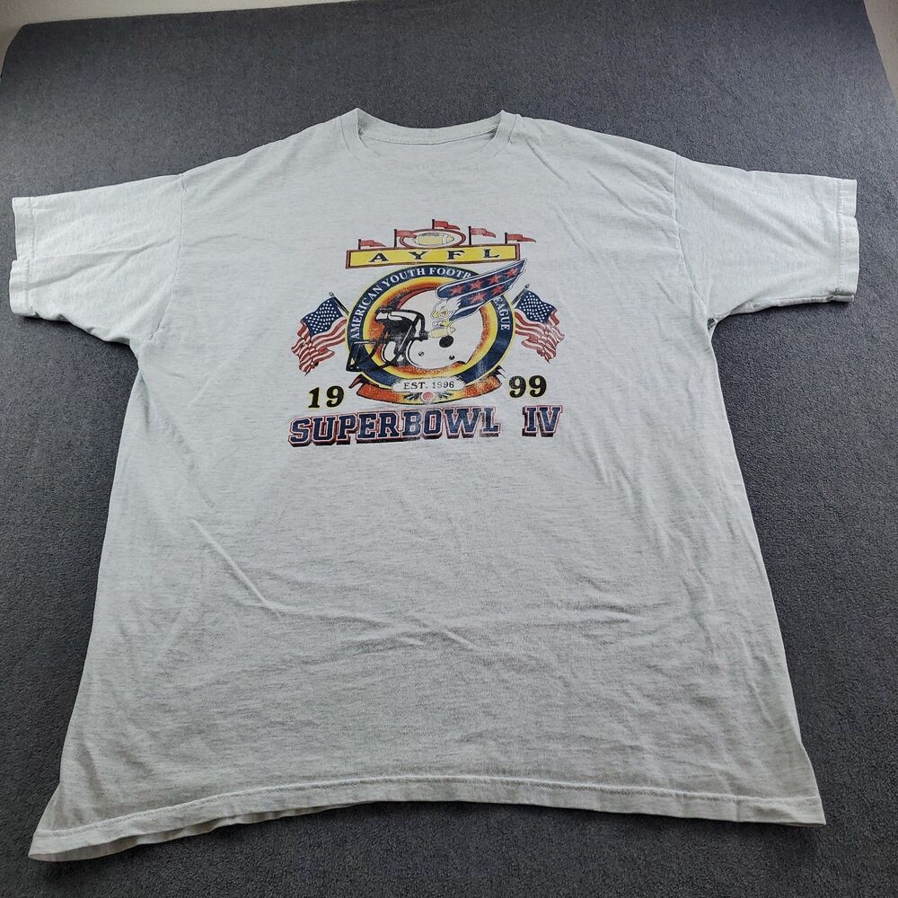 Vintage 1999 Super Bowl IV Ayfl T Shirt American Youth footr Eagle  Men's Gray